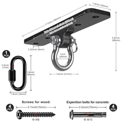 Kipika Heavy Bag Hanger Wall Mount Punching, Rotatable Heavy Duty Boxing Bag Bracket for Home Gym Indoor, Adjustable Length for Kickboxing Bag, Muay Thai Bag,Speed Bag - color: D-Black