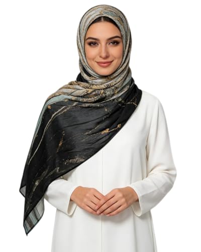 ZGMYC Watercolour Floral Printed Hijab Scarf for Women Soft Modal Cotton Instant Hijab Head Wraps Shawls Long Scarves - color: Color 33