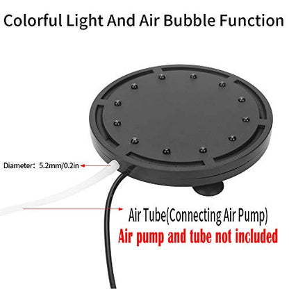 5 inch 12 LED Aquarium Bubble Light Air Stone, Fish Tank LED Air Bubbler Light Submersible Air Pump Bubble Stone Lamp for Turtle Fish Tank Decoration