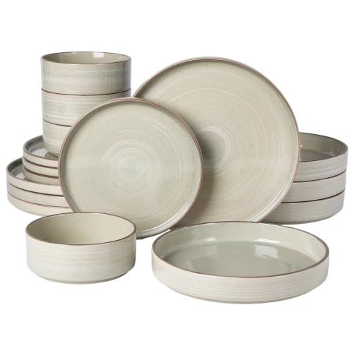 Famiware Stellar 16-Piece Dinnerware Set with Pasta Bowls, Matcha Green - color: Matcha Green, size: Service for 4 (Include Pasta Bowls)