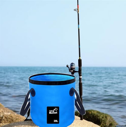 MIZORLIE Collapsible Buckets, Camping Water Storage Container 5 Gallon(20L) Portable Folding Bucket Wash Basin - color: Blue
