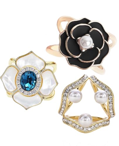 Scarf Rings Buckle And Slides For Women Scarves Pin Tshirt Ties Clip For The Side 3CP - color: Blue jewel silk scarf buckle
