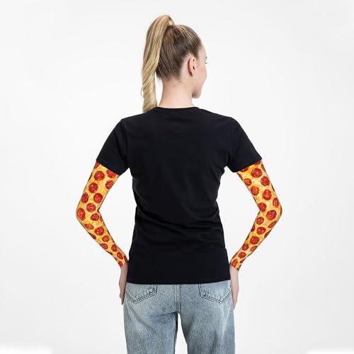 Arm Sleeves Outdoor Garden Sports Cooling Sun Sleeve for Women Men Farm - color: Pizza
