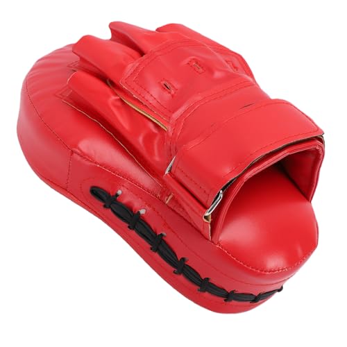 Boxing Curved Focus Punching Mitt PU Leather Boxing Pad with Adjustable Strap for Taekwondo Training - color: Red