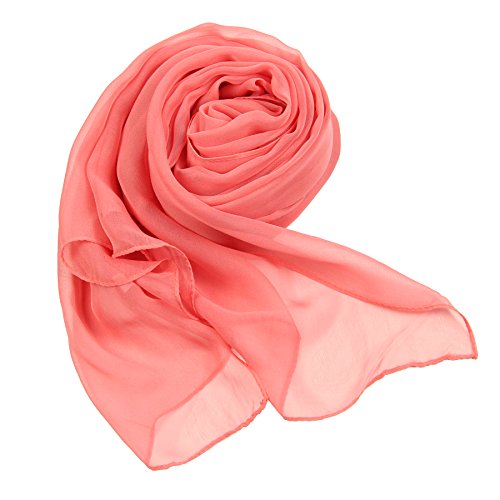 PANTONIGHT Long Chiffon Sheer Scarf For womens - color: 062 Watermelon Red