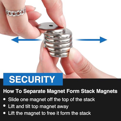 E BAVITE Strong Neodymium Magnets with Screws Silver, 25 Pack | 60 Lbs Rare Earth Magnets with Heavy Duty, Cup Magnet with Countersunk Hole and Stainless Screws for Kitchen, Craft, Office - color: Silver, size: 25mm-25P