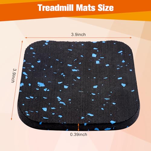 4Pcs Treadmill Mats, Coolrunner High Density Equipment Pads Noise Reduction | For Floor Protection, Washing Machine Pads, Anti Vibration Rubber mats for Stationery Bike, Rowing Machine, Home Gym Station