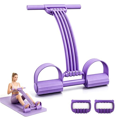 Pedal Resistance Bands with Handles, 2026 New 3 in 1 Multifunction Yoga Resistance Band, Upgrate 8 Tube Exercise Band, Stretching Workout Fitness Bands for Abdomen, Waist, Arm, Leg - color: Purple