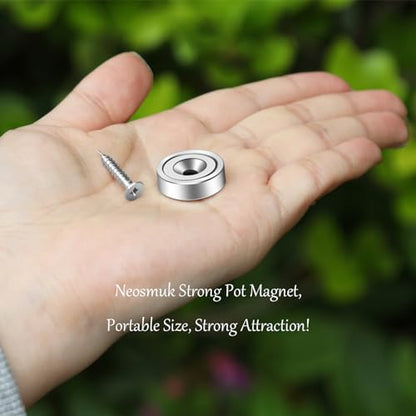Neosmuk Silver Magnets with Screws,40lbs+ Heavy Duty Rare Earth 4 Pack - color: Silver, size: 40 lb