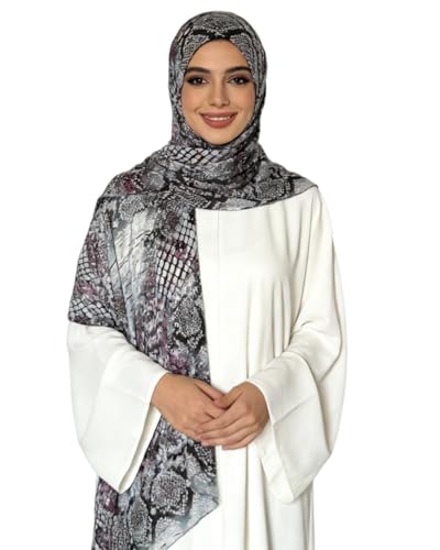 ZGMYC Watercolor Floral Printed Hijab Scarf for Women Modal Cotton Instant Muslim Hijab Head Wrap Shawls Long Scarves - color: Snakeskin Print