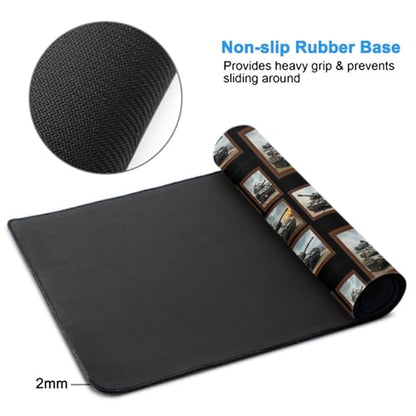 Extended Full Desk Mousepad Tank Military, Waterproof Stitched Edge Gaming Mat for Laptop Desktop - color: Pattern (161), size: 29.5L x 15.8W inches