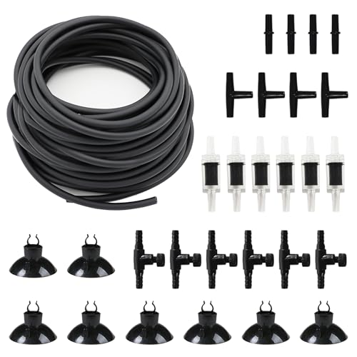 50Ft Air Hose 3/16inch for Aquarium with Connector Accessories, Black | With Connector, Check Valve, Control Valve, Accessories - color: Black, size: 50 ft.