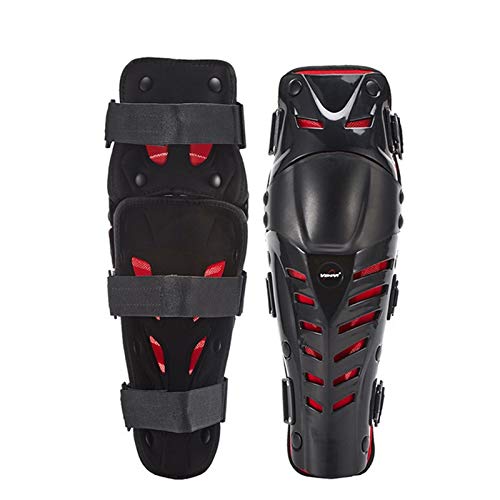 Motorcycle Knee Shin Guard Pads, Long Leg Sleeve Crashproof Motocross Protective Gear Armor Bendable Adjustable Mtb Knee Pads for Men Mountain Biking Racing (Black/Red) - color: Black/Red
