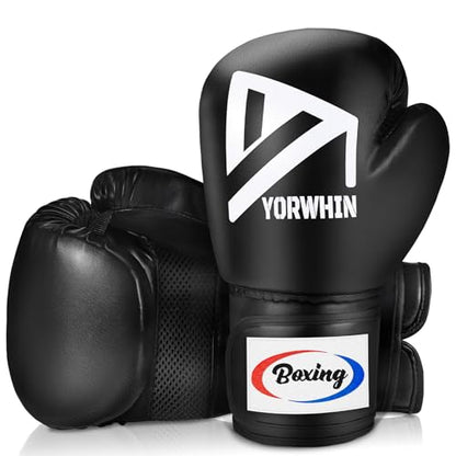 Boxing Gloves for Men Women, Training Sparring Boxing Gloves, Heavy Punching Bag Workout Gloves for Boxing Kickboxing Muay Thai Mixed Martial Arts MMA Training - color: Black