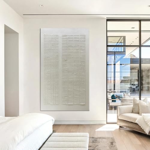 JELRINR Minimalist Texture White Wall Art hand painted Art Oil Paintings,Modern Home Wall Decor,Wall Art for Bedroom,Dining Room Wall Decor 24x48inch - color: JR012