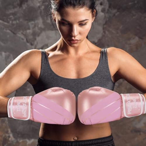 Pro Style Boxing Gloves Punching Bag Gloves for Women, PU Leather Gloves for Training Muay Thai, Sparring, Fighting Kickboxing,Heavy Punching Bag Gloves for Ladies (8oz)