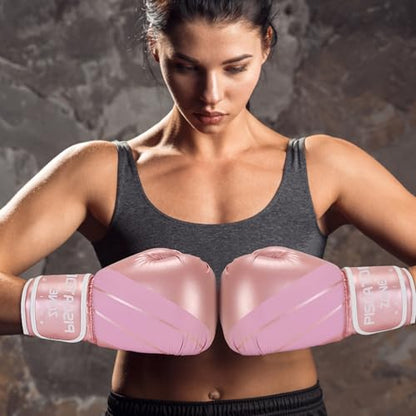 Pro Style Boxing Gloves Punching Bag Gloves for Women, PU Leather Gloves for Training Muay Thai, Sparring, Fighting Kickboxing,Heavy Punching Bag Gloves for Ladies (8oz)