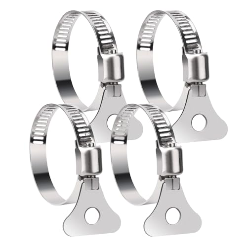 4 Pcs 1-1/4" Stainless Steel Hose Clamps with Thumb Screw for Pool Hose PVC | For Pool Hose Clamp PVC Tubing Dust Collection Pipe Clamp Worm Gear Clamp