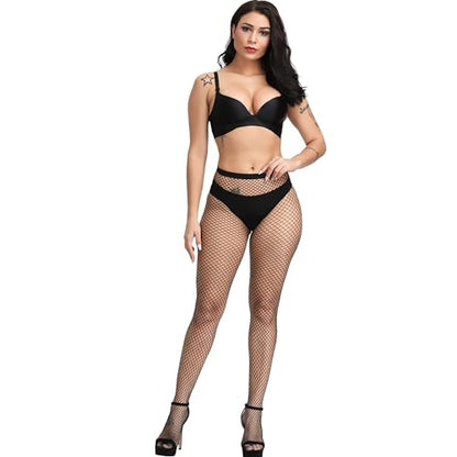 Bestjybt Womens Fishnet Tights High Waist Mesh Fish Net Stockings Pantyhose | Cool Pattern, Sexy, Perfect For Daily Use, Costume Halloween Cospaly, Versatile, Stretchy, Non-Itchy, Great Fit - color: Black Medium Hole