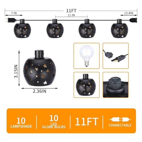 Vigdur Lantern String Lights, 10 G40 Bulbs Star String Lights, 11FT - color: Star Lantern