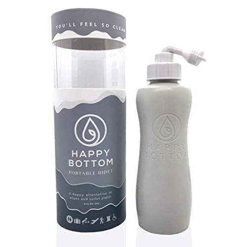 Happy Bottom Portable Bidet | Leak Free Handheld Travel Bidet and Peri Bottle with Angled Nozzle Sprayer | 400 ml Capacity | with Travel Bag - color: Arctic Bay Gray