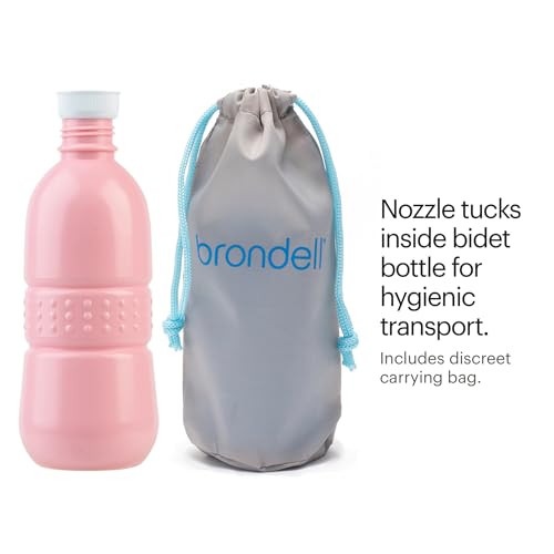 Brondell GoSpa Travel Bidet GS-70 – Portable Peri Bottle for Postpartum & Perineal Care, 400ml Handheld Bidet with Angled Nozzle, Nozzle Storage & Travel Bag - color: Pink