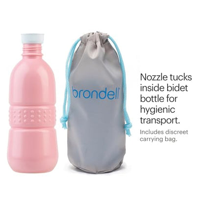 Brondell GoSpa Travel Bidet GS-70 – Portable Peri Bottle for Postpartum & Perineal Care, 400ml Handheld Bidet with Angled Nozzle, Nozzle Storage & Travel Bag - color: Pink