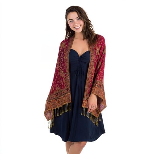 TUSHUSTY Pashmina Feel 숄 랩 레이브 스카프 여성용 부드럽고 실키한 양면 남성용 스카프 히잡 - color: 레드