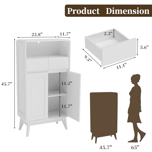 Kitchen Storage Cabinet, Buffet Cabinet with Doors and Adjustable Drawers, Modern Accent Sideboard Coffee Bar Cabinet for Living Room, Dining Room, Entryway, White - color: White