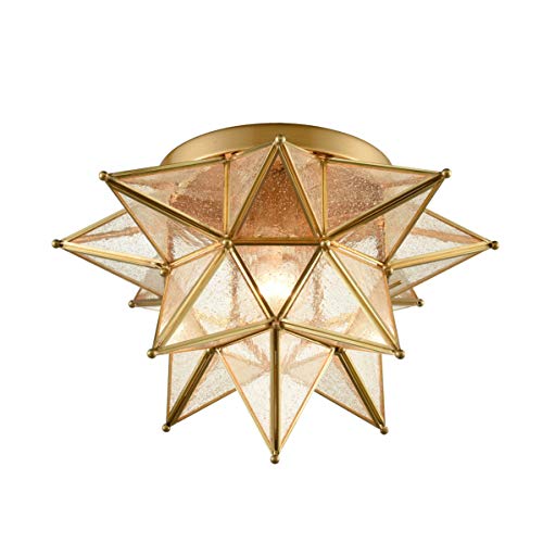 DAYCENT Moravian Star Flush Mount Ceiling Light - color: Brass, size: 15-In