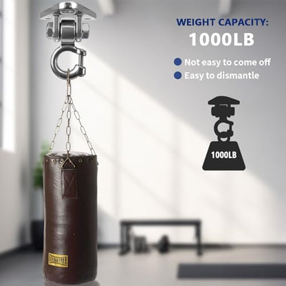 Stainless Steel Heavy Duty Swing Hanger - 180° Silent Swivel,1000LB Capacity, for Hammock Chair, Porch Swing, Punching Bag, Yoga Swing, Rust-Proof 304 Steel, Easy Install Kit (1-Pack) - size: 1 Pack