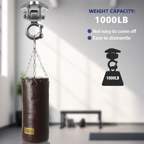 2-Pack Stainless Steel Heavy Duty Swing Hanger - 180° Silent Swivel,1000LB Capacity, for Hammock Chair, Porch Swing, Punching Bag, Yoga Swing, Rust-Proof 304 Steel, Easy Install Kit - size: 2 Pack