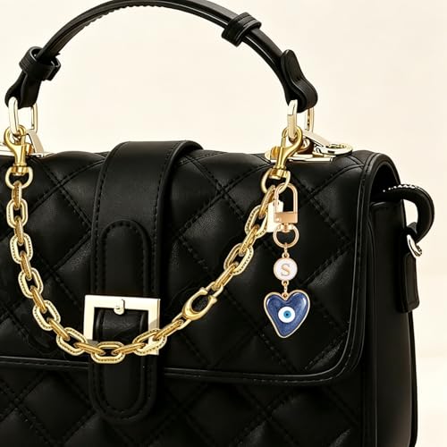 XGALBLA Small Evil Eye Keychains Initial Letter Key Chains for Women Men Car Key Bag Purse Charm- Good Luck Amulet Protection - color: Evil Eye 1-s
