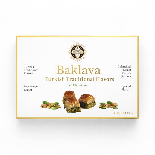 Meşhur Safranbolu Lokumcusu Turkish Pistachio Baklava Pastry 14.11 oz (400g) – Authentic Turkish Desserts, Halal Gourmet Sweets Gift Box
