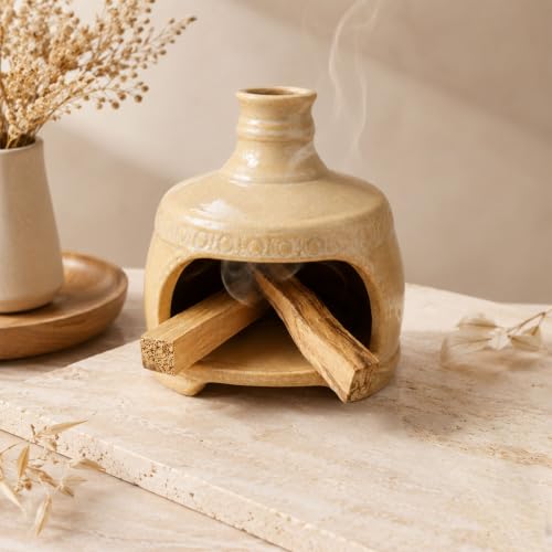 Palo Santo Holder Chimney - Ceramic Sage Burner for Burning - color: Yellow