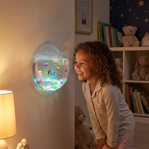 iplusmile Wall Mounted Fish Bowl - 9 Inch Round Acrylic Betta Fish Tank, Hanging Bubble Vase for Plant Propagation & Home Office Wall Decorations - size: 9 Inch