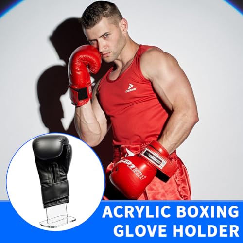 1Pair Boxing Glove Holder Universal Gloves Display Stand Acrylic Vertical Boxing Glove Baseball Gloves Display Holder For Boxing Baseball Enthusiast (Transparent)