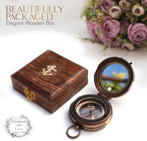 Trust in The Lord With All Your Heart - Proverbs 3:5-6 Quote Engraved Compass With Wooden Box, Greeting Card, Gift Compass, Graduation Day Gifts 2024 for Women Men Boys Girls - style: #5 Trust in The Lord Compass -Proverbs 3: 5-6