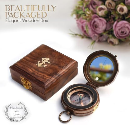 Trust in The Lord With All Your Heart - Proverbs 3:5-6 Quote Engraved Compass With Wooden Box, Greeting Card, Gift Compass, Graduation Day Gifts 2024 for Women Men Boys Girls - style: #5 Trust in The Lord Compass -Proverbs 3: 5-6