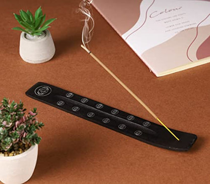 Bless-International Traditional-Handmade-Burner Wooden-Incense-Stick-Holder Ash-Catcher-Stand for-Aromatherapy-Meditation-Yoga (Black Strength) 10 Inches, Pack of 2 - color: Black Strength,10 Inch, size: Two Holders