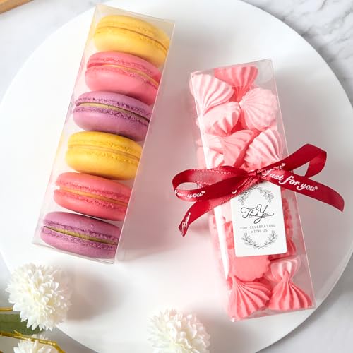 Jutieuo 30 Pack Clear Favor Boxes for Treats, 2x2x6 Inch Plastic Rectangle Gift Boxes Transparent Macaron Box for Wedding, Baby Shower, Birthday, Retail - color: 2x2x6 Inch