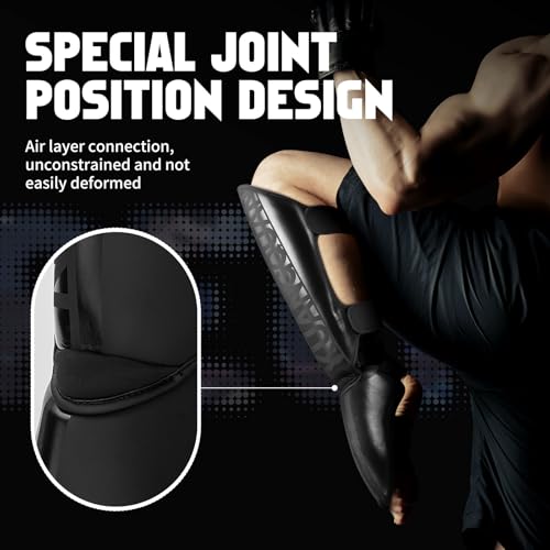 Muay Thai Shin Guards for Men, Women | Lightweight, Martial Arts Kicking Leg Instep Protection Pads, Sparring Gear, For Kickboxing MMA Training