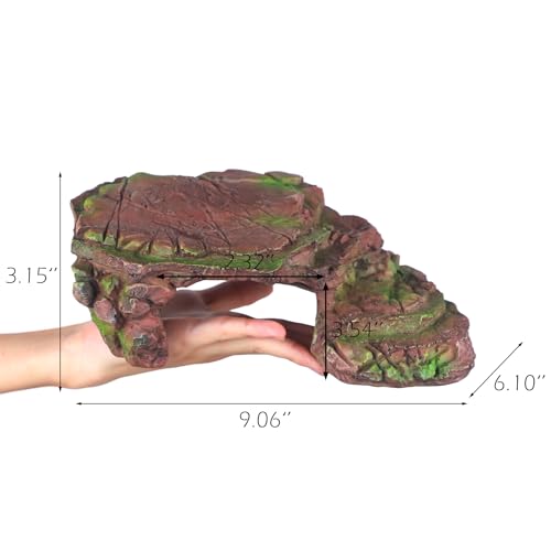 IBWell Turtle Basking Climbing Platform Aquarium Fish Tank Ornament Reptile Climbing Ramp Decorations for Salamanders Amphibians Newts, Terrace Tortoise Resting - Sienna - style: Sienna