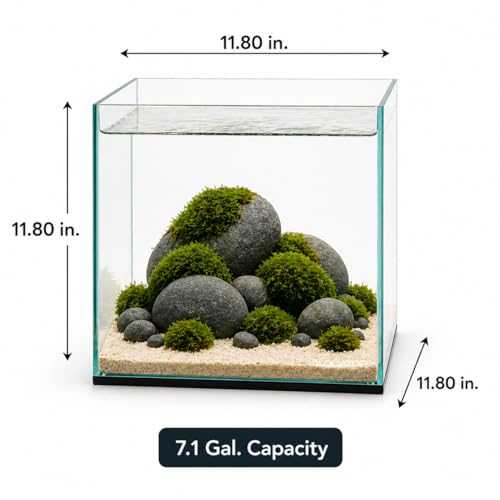 Aquatop High Clarity Low Iron Glass Cube Aquarium, 7.1 Gallon – 5mm Thick Glass – Slim Design – Ideal for Fresh & Saltwater – Desktop Tank with Silicone Sealing - size: 7.1 Gal