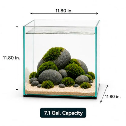 Aquatop High Clarity Low Iron Glass Cube Aquarium, 7.1 Gallon – 5mm Thick Glass – Slim Design – Ideal for Fresh & Saltwater – Desktop Tank with Silicone Sealing - size: 7.1 Gal