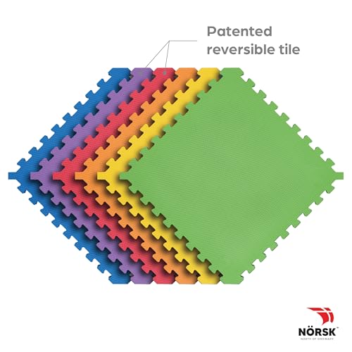 Dual-Sided Reversible 1/2" Foam Exercise Mats for Home Gym - Interlocking EVA Foam Tiles - color: Rainbow Pack/Black, size: 18 Tiles - 72 Sq. Ft.