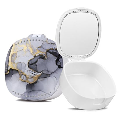 Retainer Case with Mirror and Ventilation Holes - Night Guard, Gray Marble - color: Gray Marble