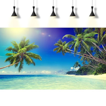 Tropical Paradise Beach Fish Tank Background Ocean Island Seashore Aquarium Background Sandbeach Seascape Terrarium Backgrounds Blue Sky Seacoast Ocean Sea Waves Reptile Tank Backgrounds 24x12in - color: Light Aqua, size: 24(W)x12(H)inches/ 60(W)*30cm(H)