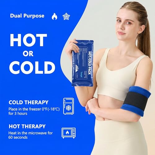 3D Design Long Lasting Water-Fillable Reusable Hot and Cold Ice Packs for Injuries Gel Wraps for Shoulder Back Knee Joint Pain Muscle Soreness and After Surgery 5pcs with Strap10.5"*4.3"*1.2"