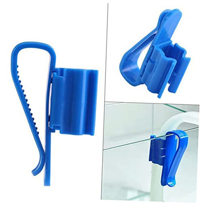 2pcs Aquarium Filtration Hose Holder Clip Water Clip for Fish Tank Pump Stabilization Soft Tube Clamp for Easy Cleaning and Water Changes Blue - size: 8.5*1.8CM
